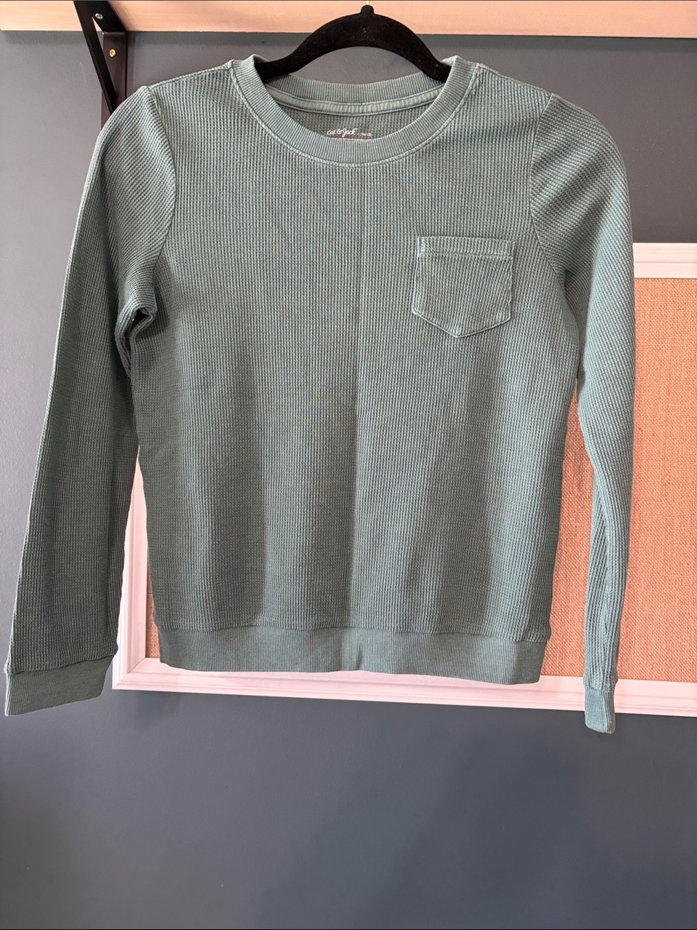 Cat & Jack Sage Green Waffle-Knit Long Sleeve Sweater